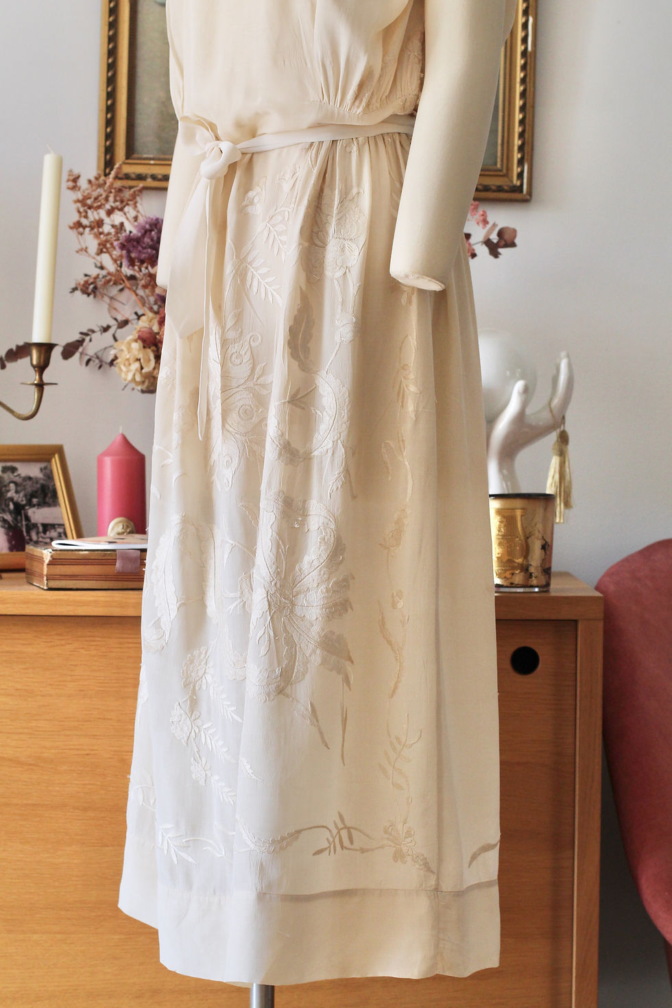 Thumbnail: Robe en soie des années 20 - T.L/XL