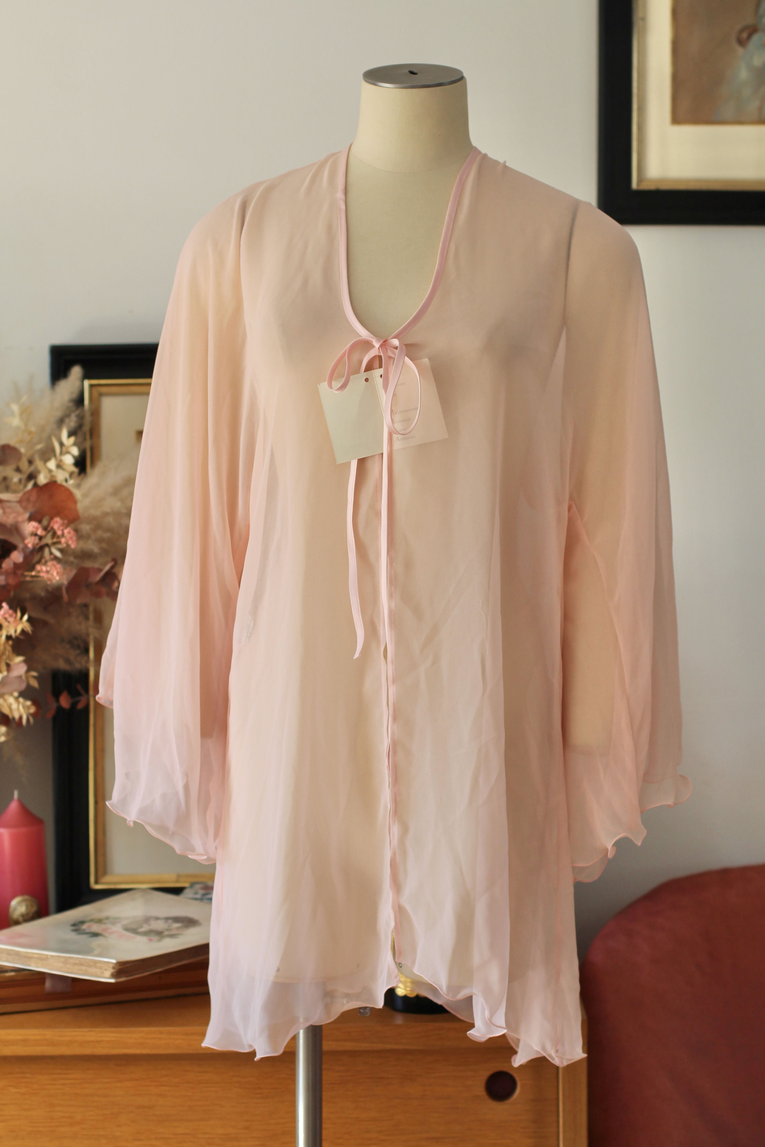 Liseuse manches longues c.1960 - Babydoll - T.XS/L
