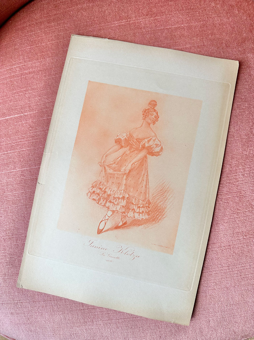Miniature : Gravure "La Gavotte" Janine Klotza par Jean Lefeuvre c.1920