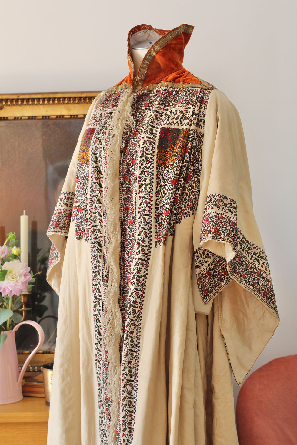 Miniature : Exceptionnelle robe d'intérieur antique en châle de cachemire fin XIXeme