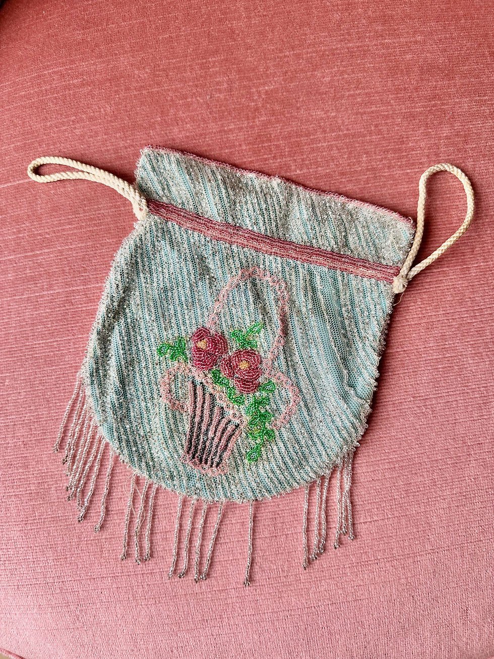 Thumbnail: Sac perlé c. 1920 - French antique Art Déco 20s beaded clutch