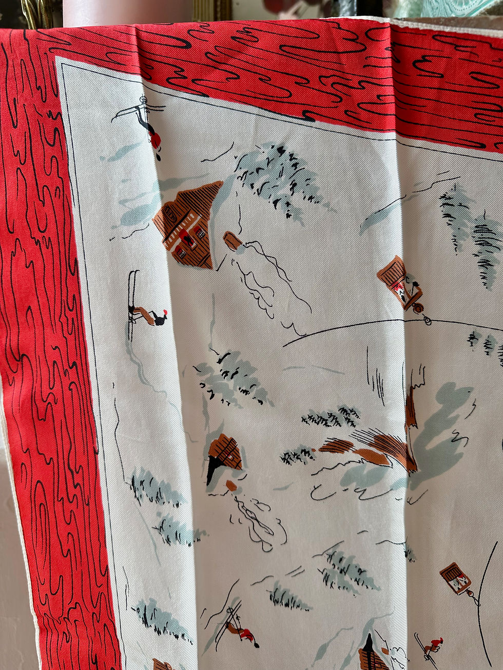 Thumbnail: Foulard en soie c.1950 "Ski"