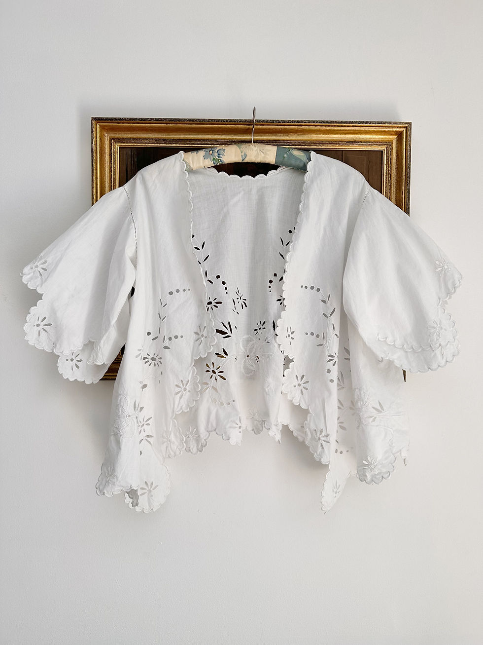 Liseuse antique en coton & broderie richelieu - T.M/XL