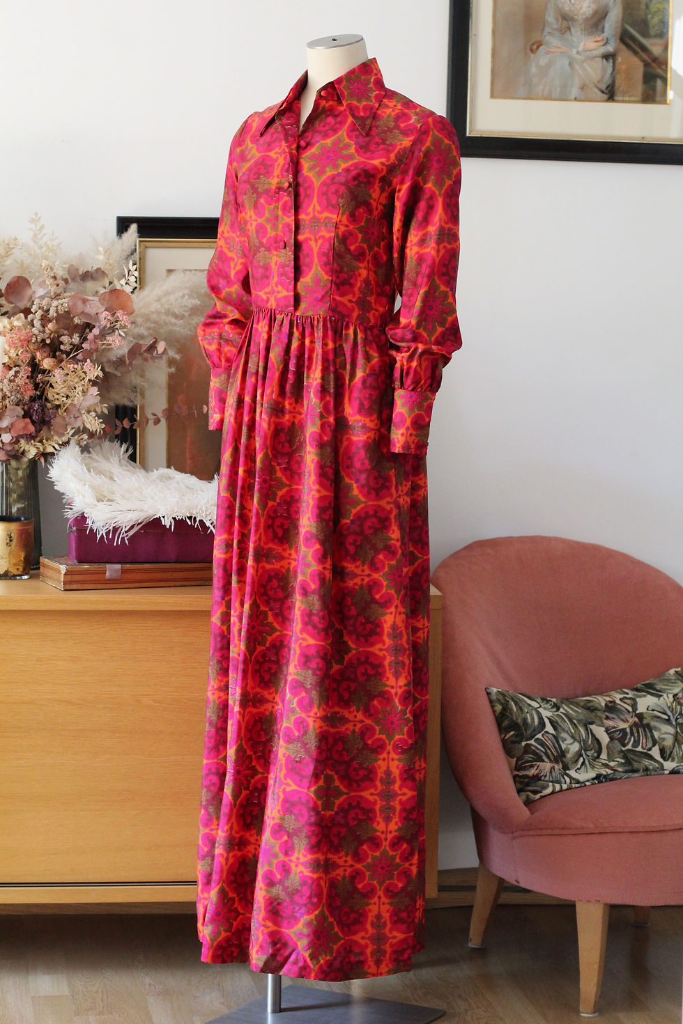 Miniature : Robe en soie c.1970 - T.XS