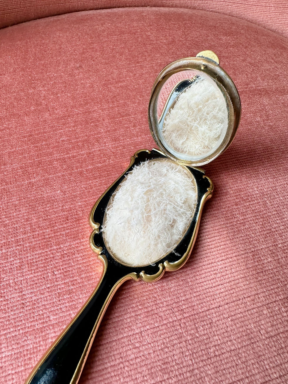 Thumbnail: Miroir à main émaillé Poudrier c.1940