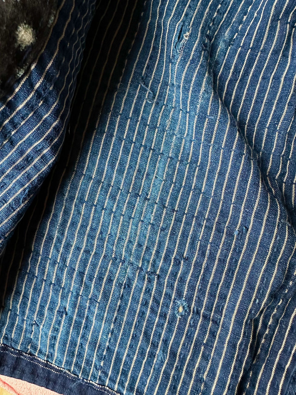 Miniature : Rare ! Noragi Meiji, broderies sashiko - T.XS/L