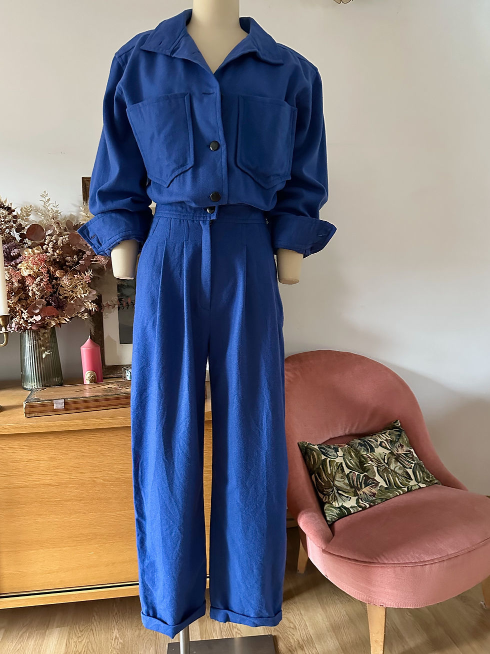 Thumbnail: Combinaison en laine bleue c.1980 - T.XS/S