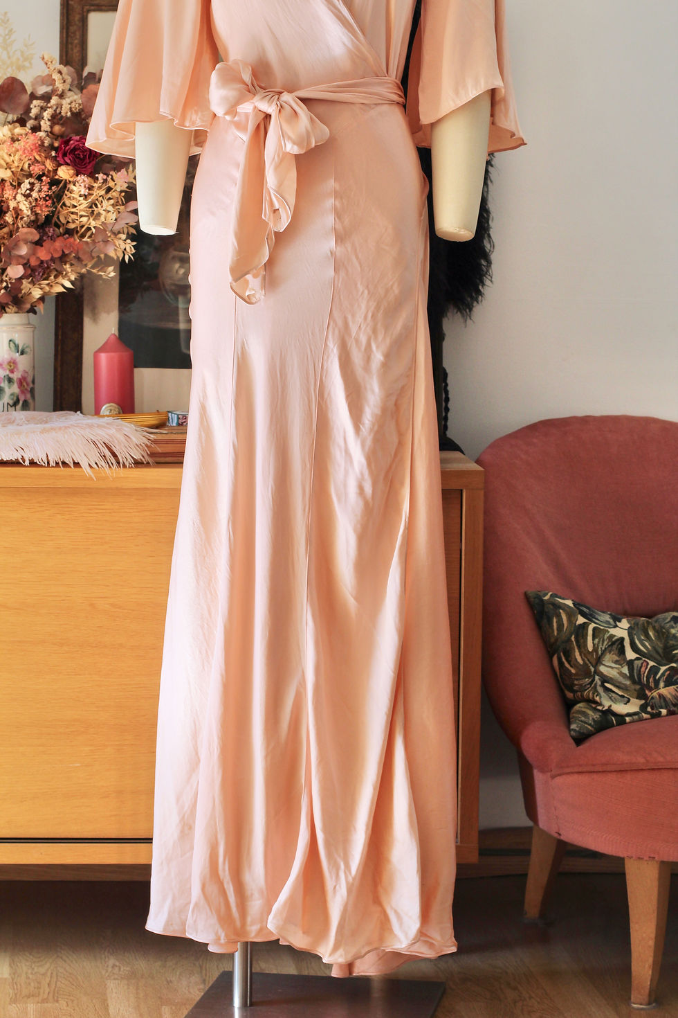 Miniature : Robe / Déshabillé en satin de soie c. 1930 - T.XS/S