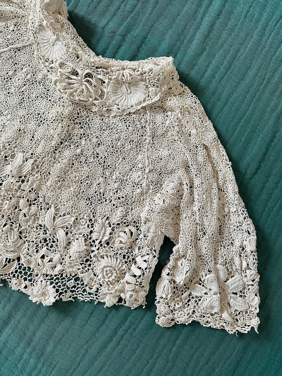 Miniature : Corsage antique c.1910 en Dentelle d'Irlande - XS/M