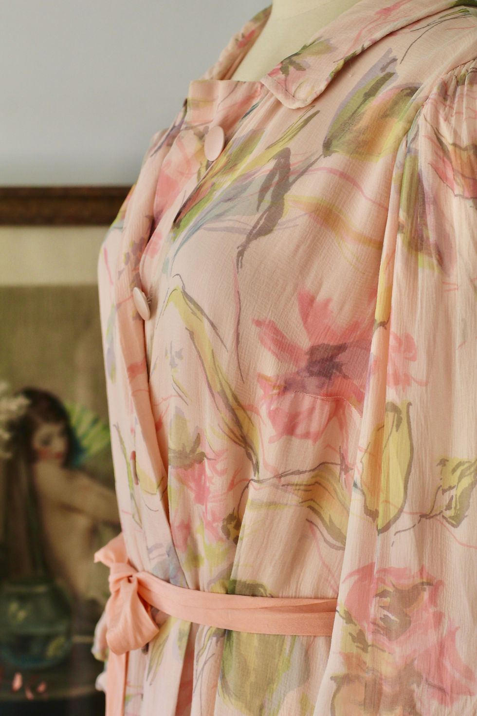 Miniature : Déshabillé mousseline de soie c.1960 - T.M/L