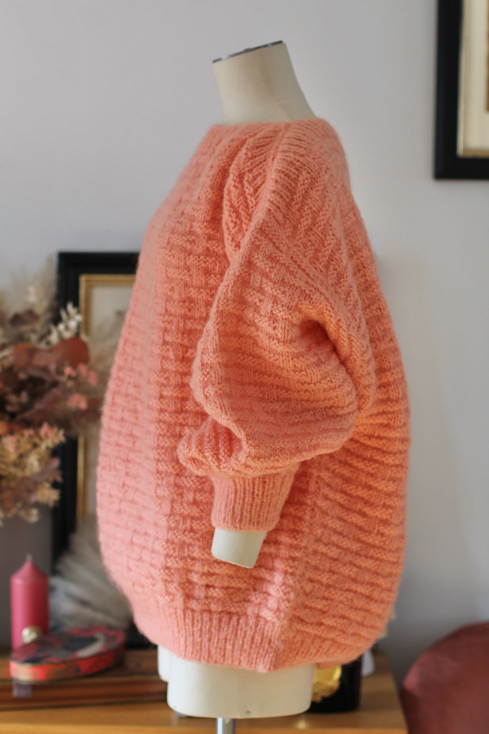 Thumbnail: Pull corail tricoté main - T.U
