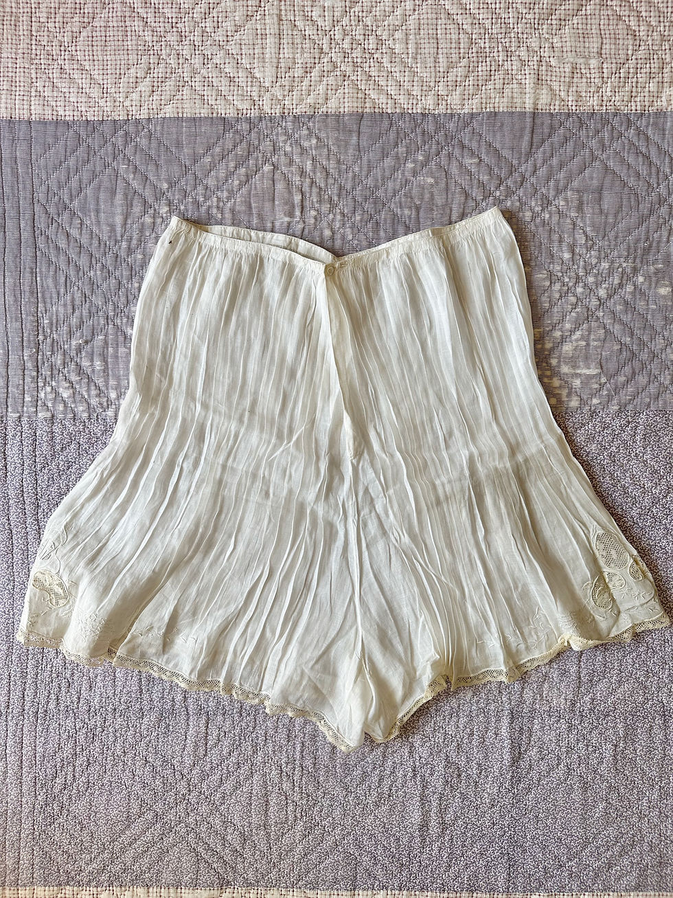 Miniature : Bloomer antique brodé avec dentelle c.1900/1910 - M/L