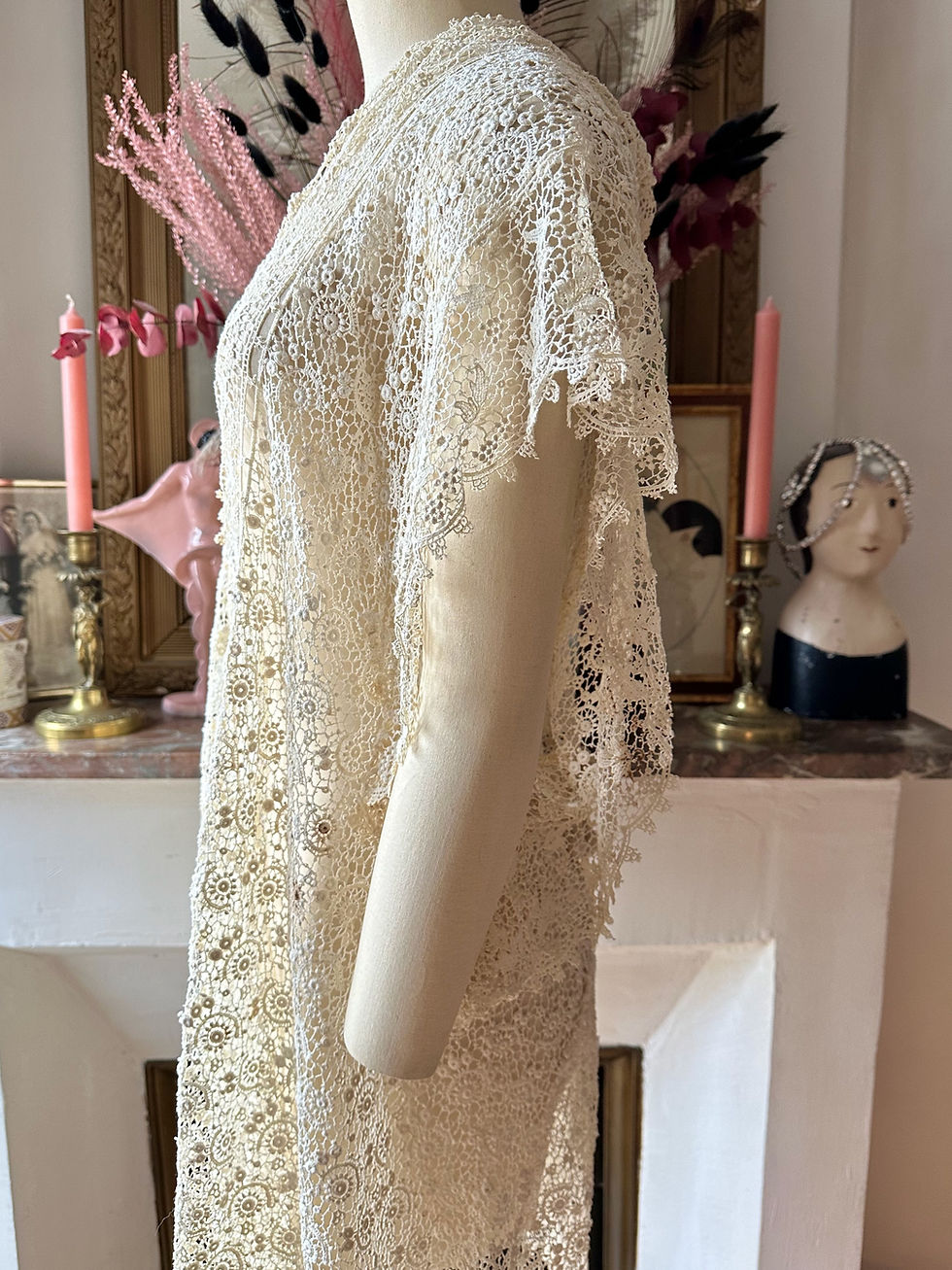 Miniature : Manteau d'été c. 1910 - Veste antique en dentelle d'Irlande