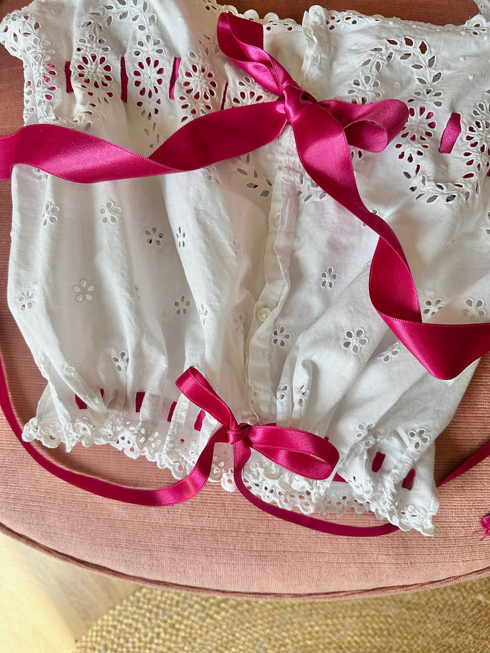 Miniature : Cache-corset antique c. 1910 en broderie anglaise - T.XS/L