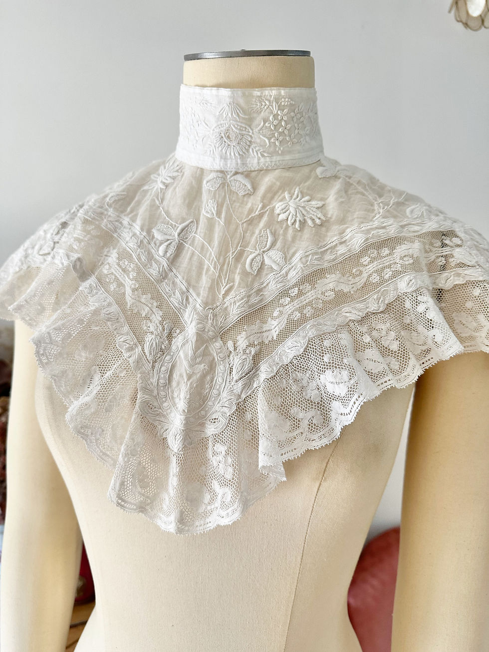 Thumbnail: Col antique début XXème - Valenciennes & broderies