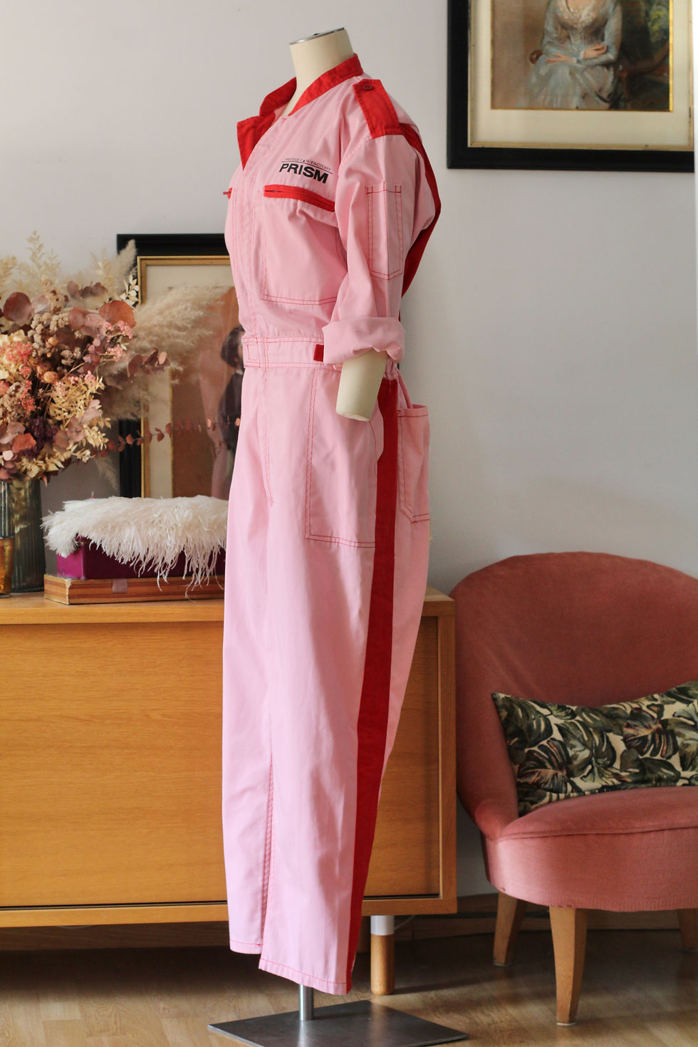 Miniature : Combinaison en coton rose/rouge - T.XS/L