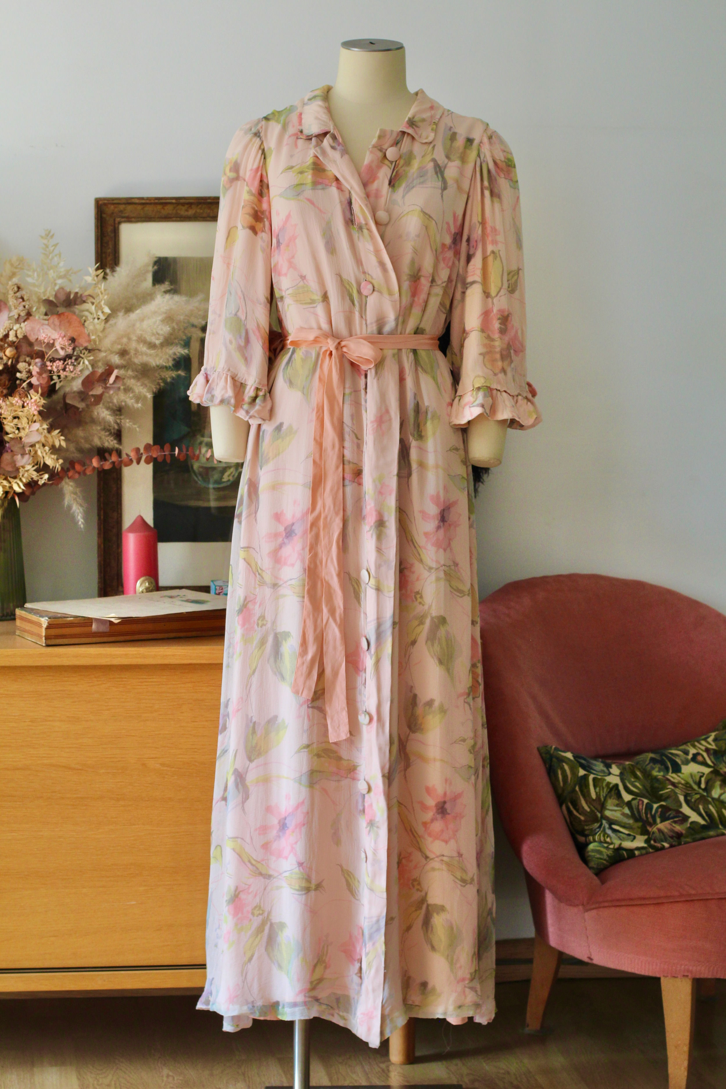 Déshabillé mousseline de soie c.1960 - T.M/L