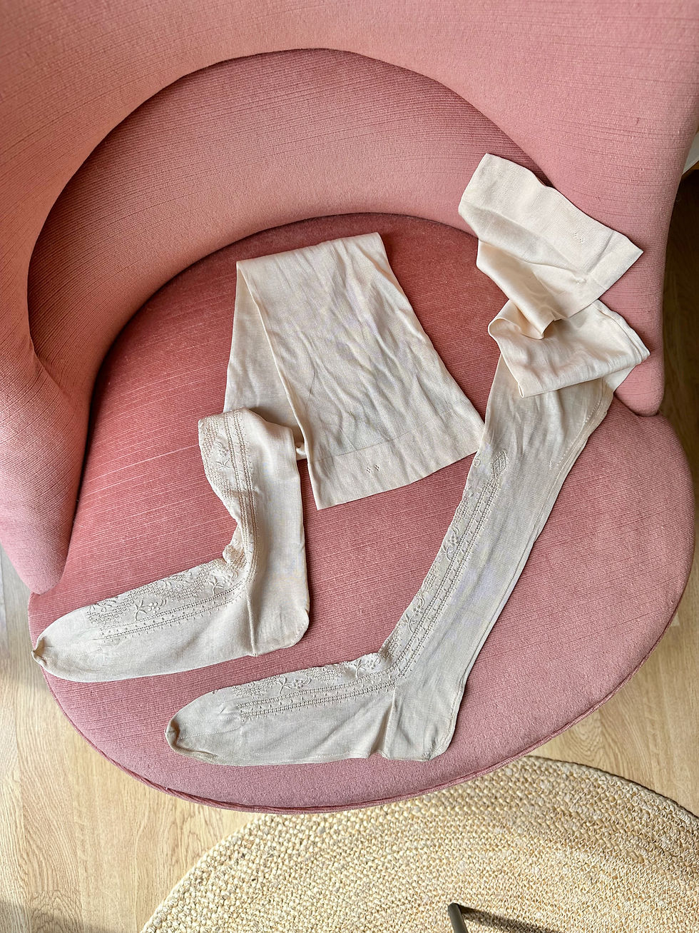 Miniature : Bas de soie brodée c.1900