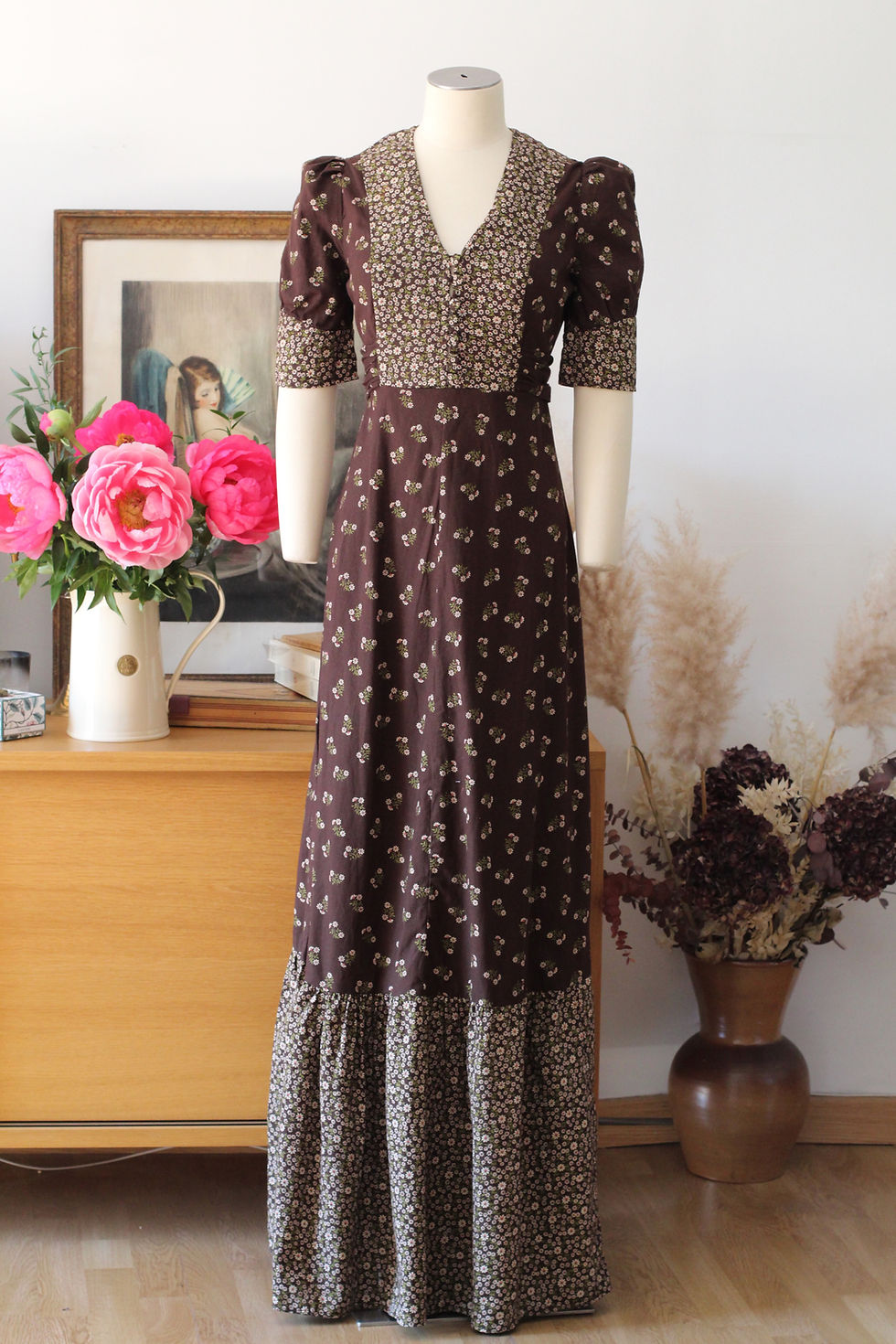 Thumbnail: Robe en coton des années 70 - XS