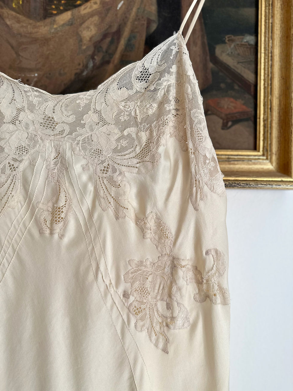 Miniature : Slip dress c.1930 - Satin de soie coquille d'oeuf - T.M/L