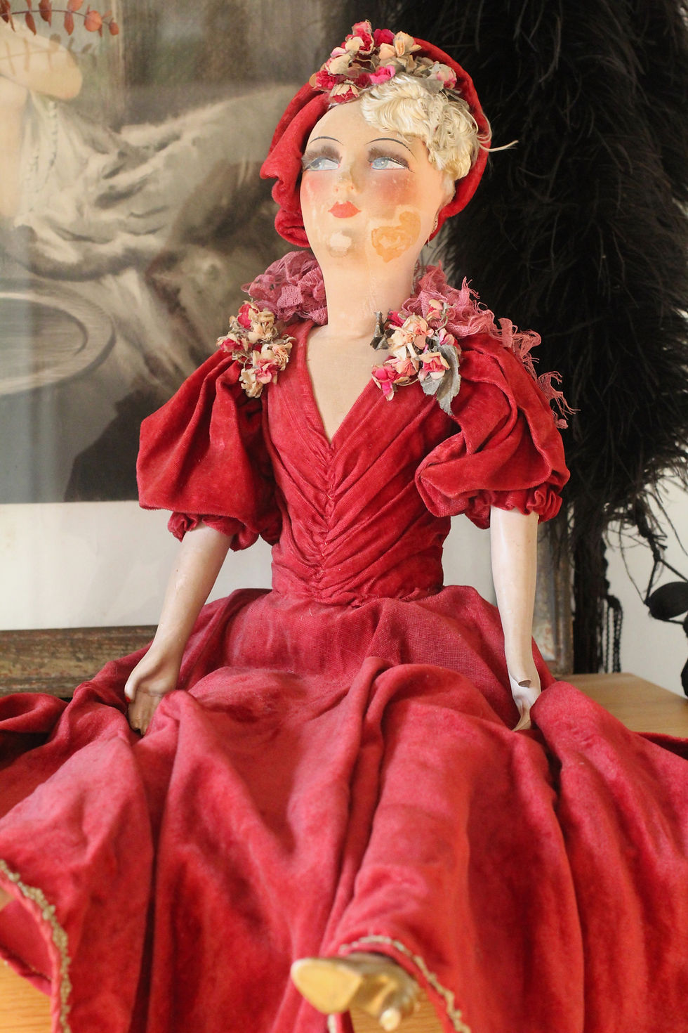 Miniature : RARE ! Poupée de salon - French Boudoir doll - 1930