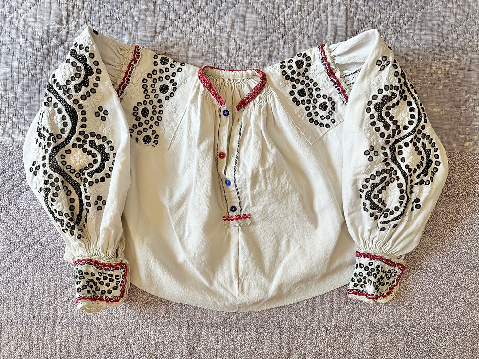 Miniature : Blouse roumaine vintage brodée c. 1930 -  T.XXS/XS