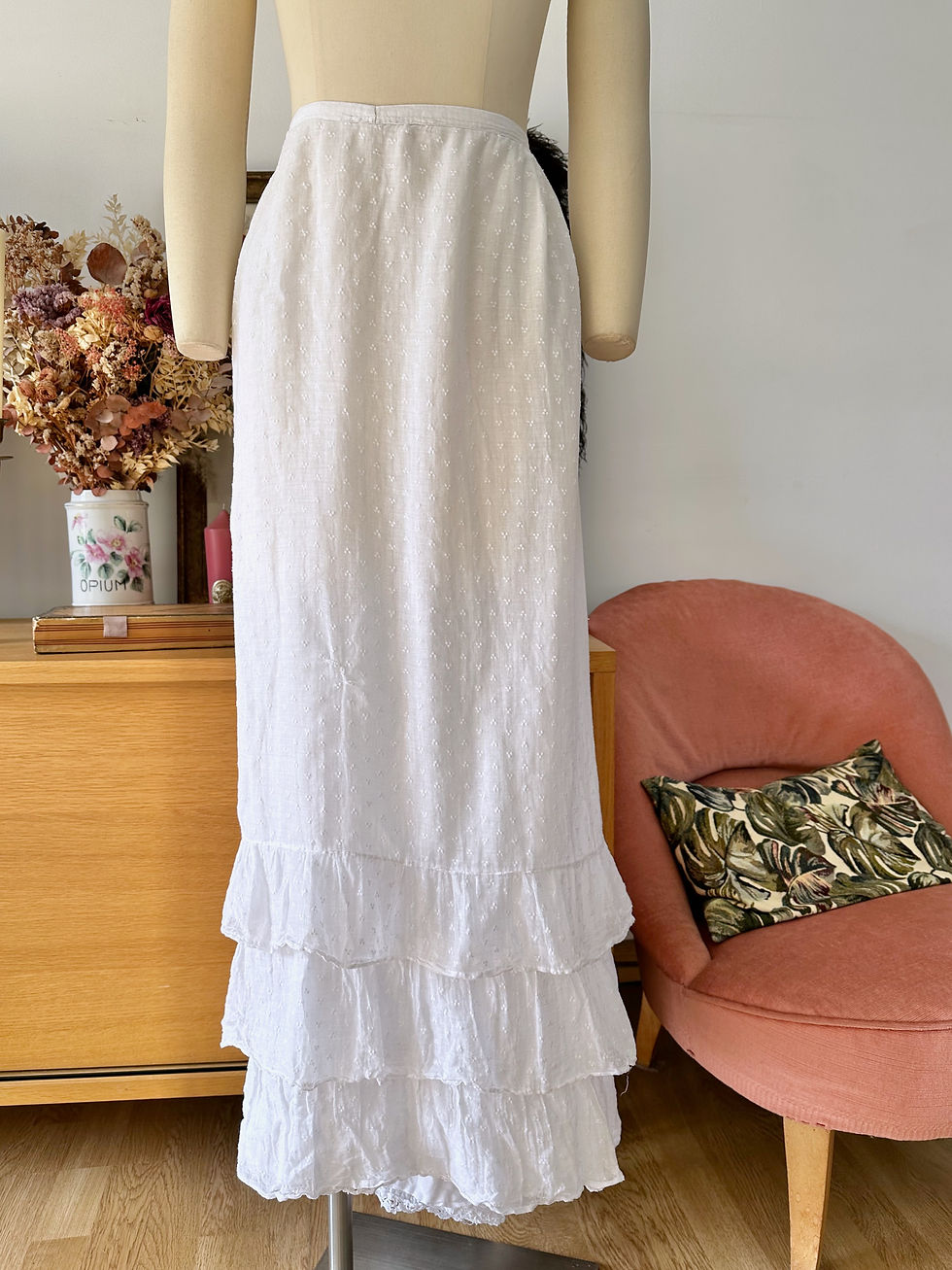 Miniature : Jupe antique c.1900 coton & froufrou - T.XS/S