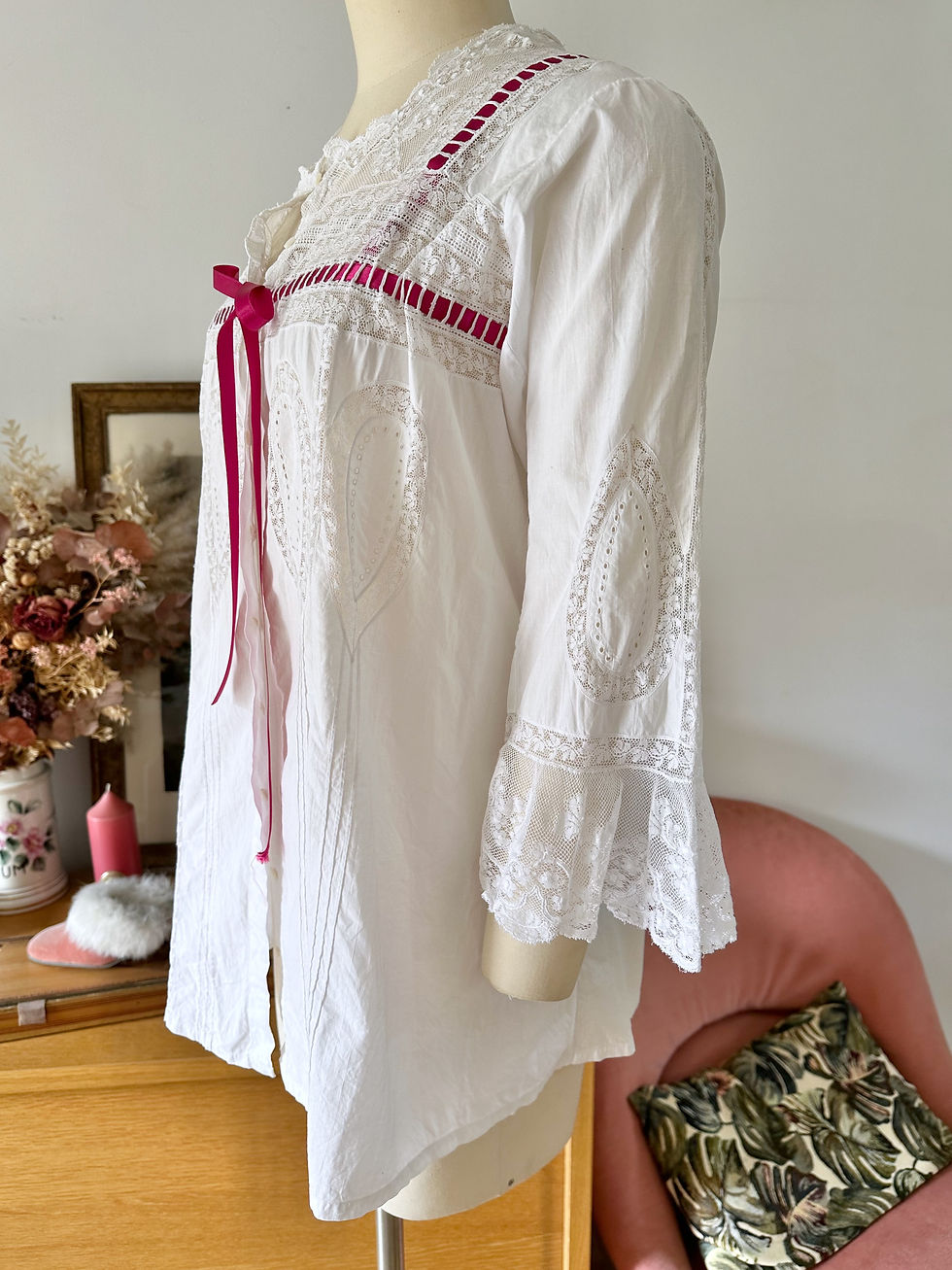 Thumbnail: Chemise antique c. 1900 - French antique edwardian corsage