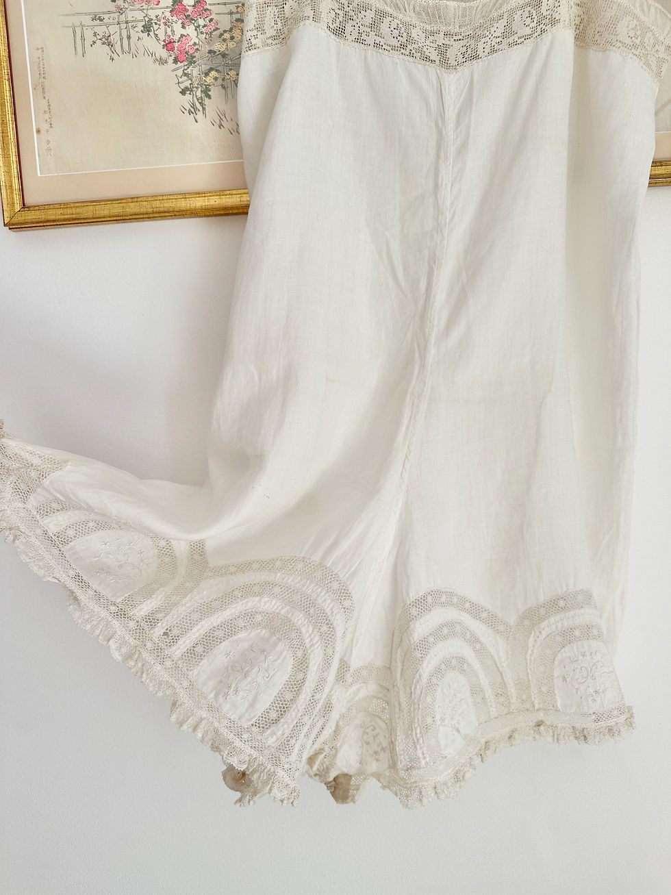 Miniature : Teddy antique en coton & dentelle c.1910 - XS/S