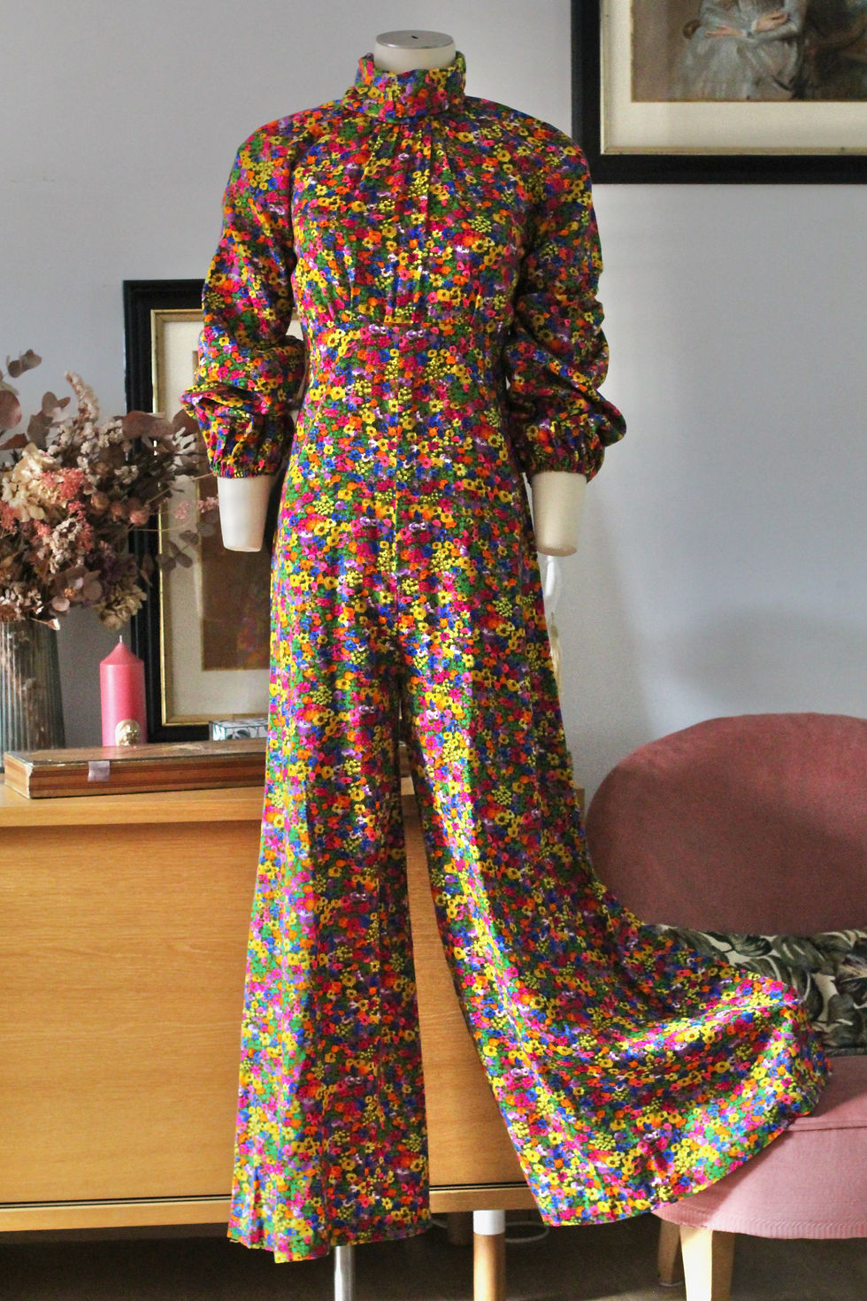 Combinaison à fleurs c.1970 - T.XS