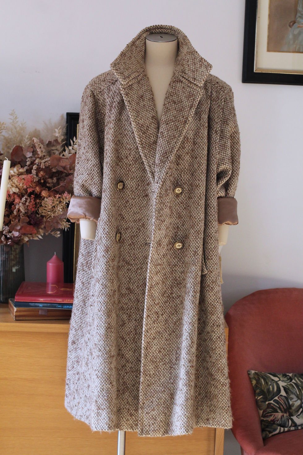 Miniature : Manteau oversized vintage - Beige chiné - T.Unique