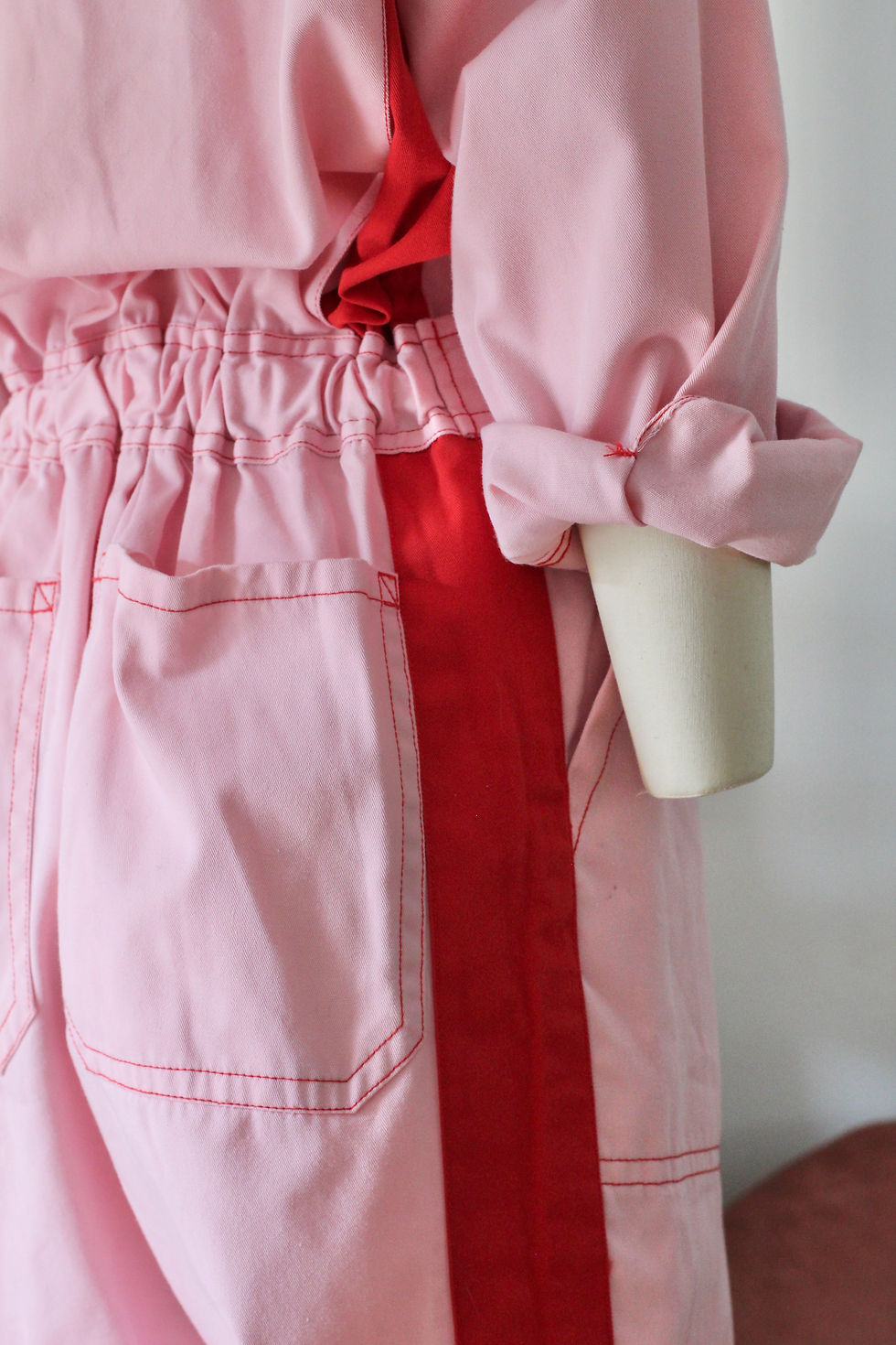 Miniature : Combinaison en coton rose/rouge - T.XS/L