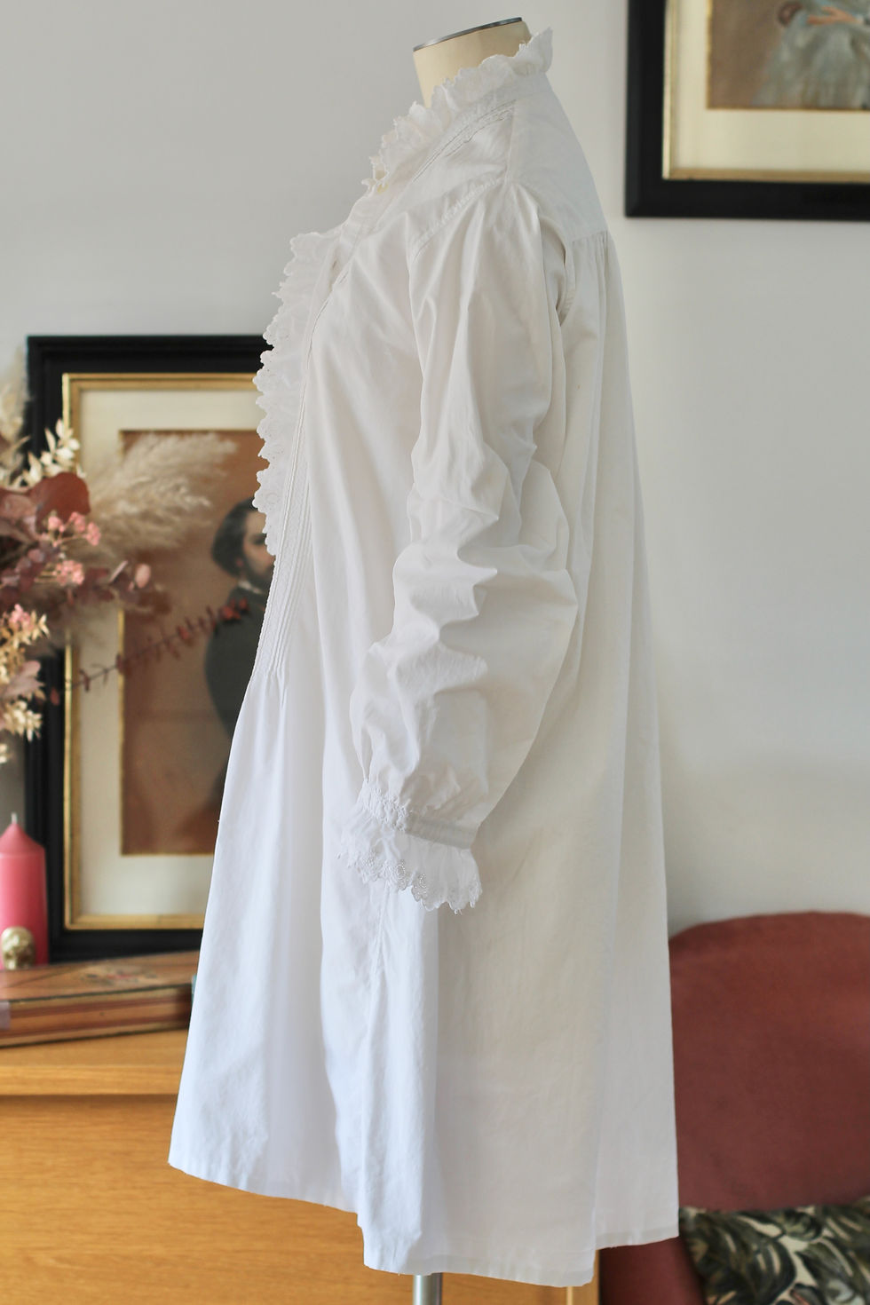 Thumbnail: Chemise antique en coton brodé - Début 20ème - XS/L
