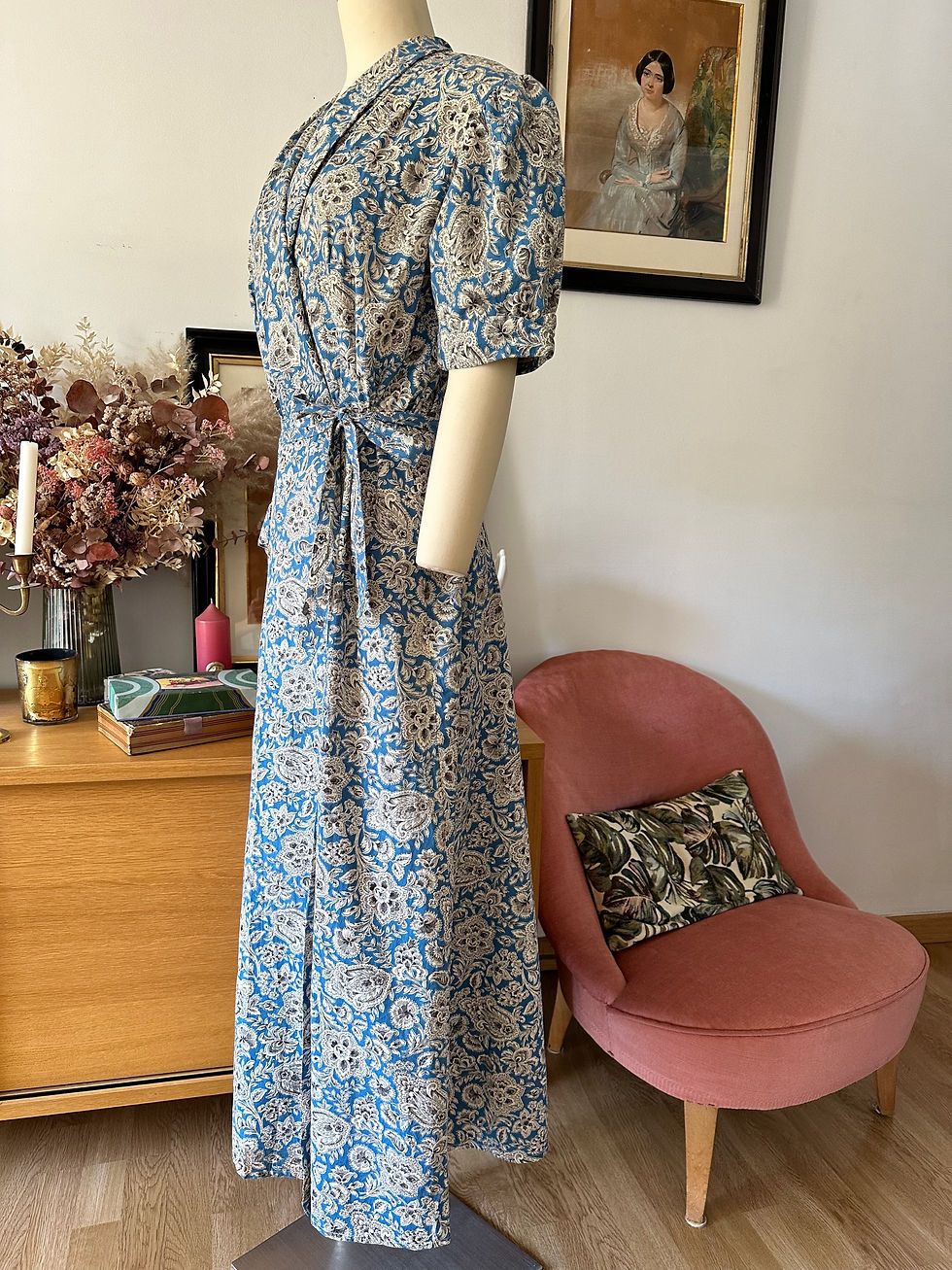 Miniature : Robe portefeuille bleu 1940s - T.L/XL