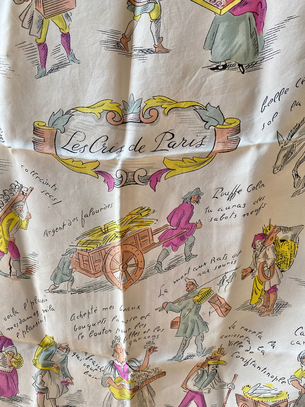 Miniature : Foulard en soie des années 50 - Les cris de Paris