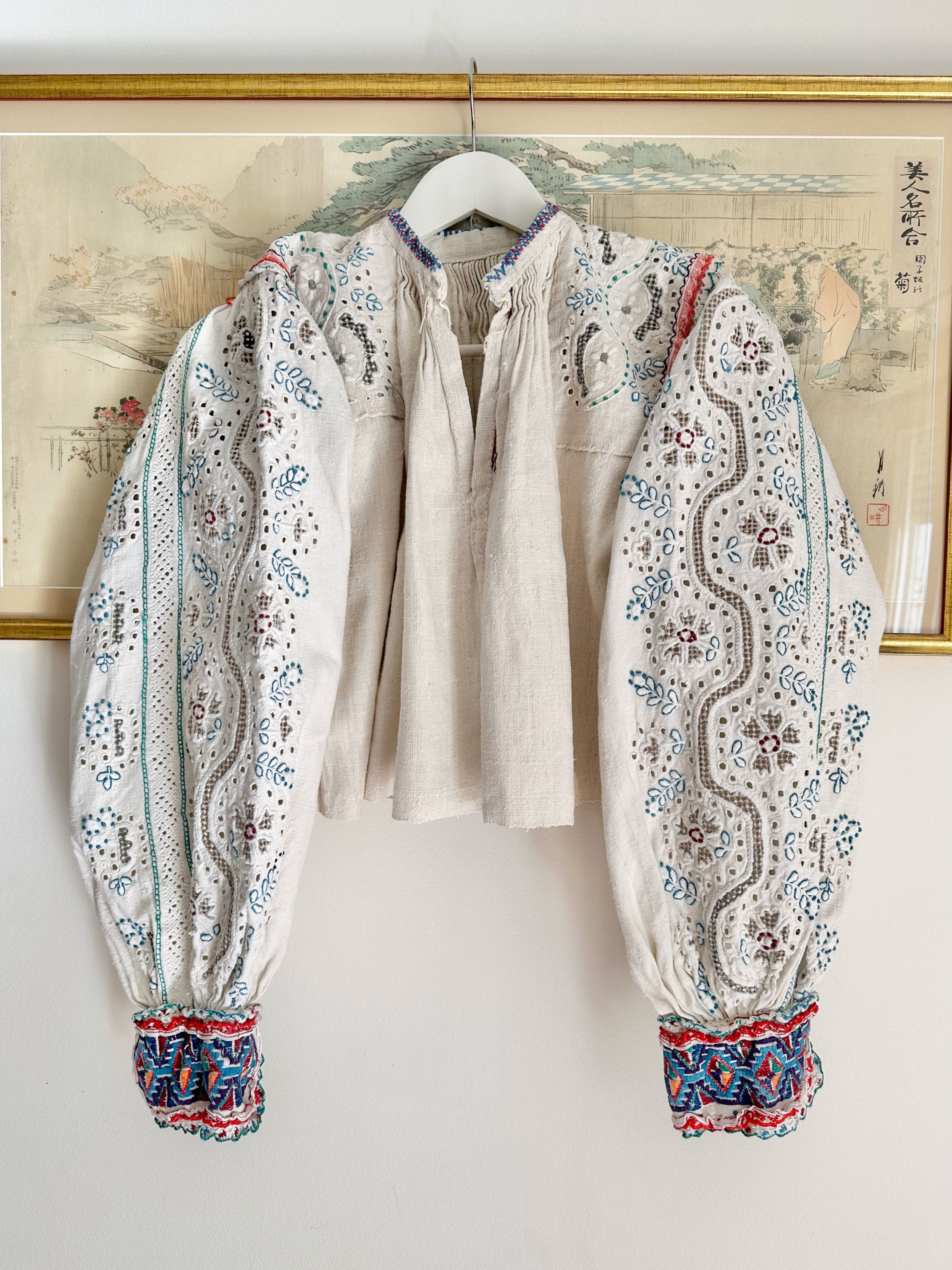 Blouse roumaine vintage brodée c. 1930 - T.XS