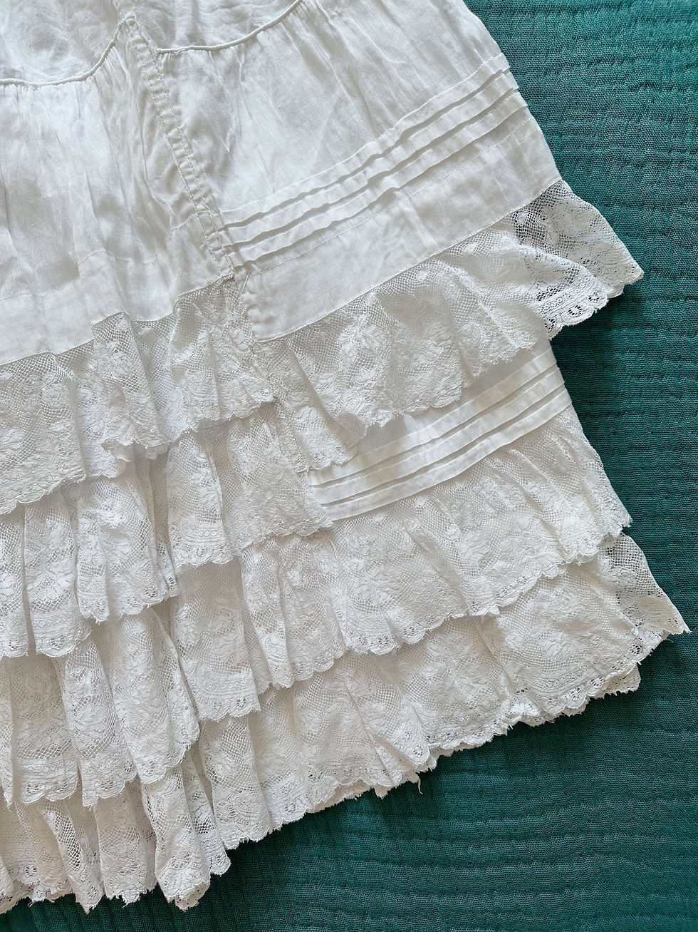 Miniature : Jupon antique coton & dentelle de Valenciennes - T.XS