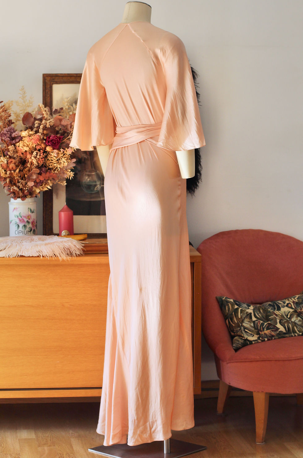 Miniature : Robe / Déshabillé en satin de soie c. 1930 - T.XS/S