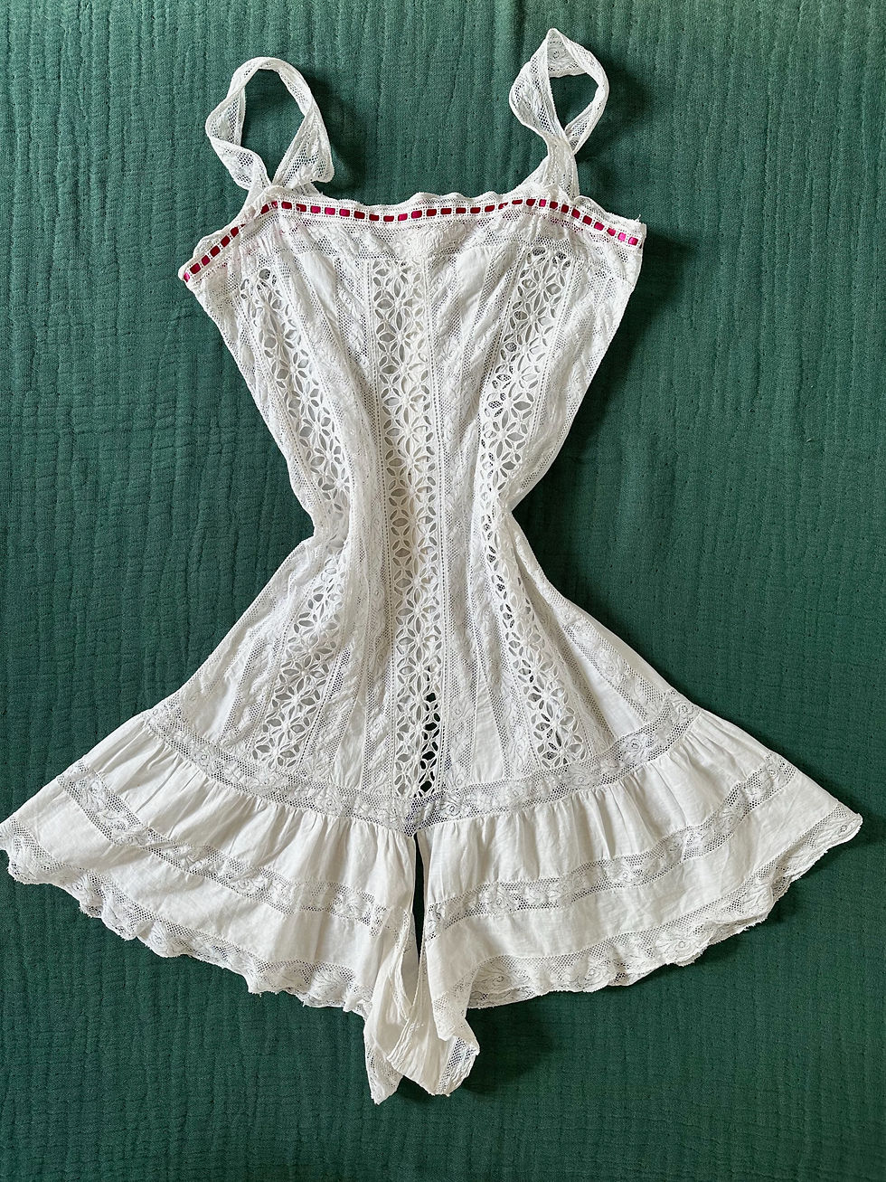 Miniature : RARE !! Combinaison en coton & dentelle c. 1900 - T.XS