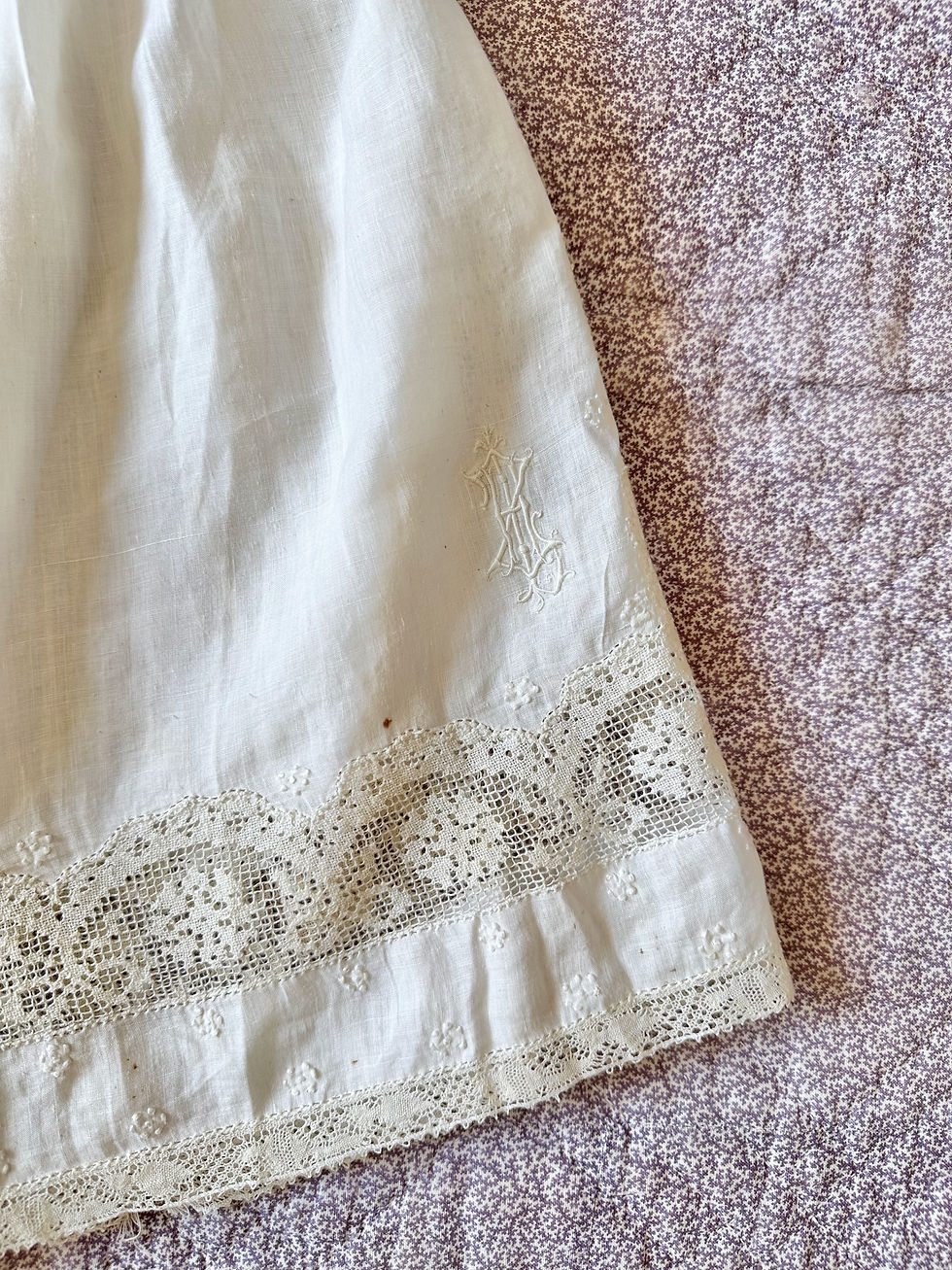 Miniature : Bloomer antique brodé avec dentelle c.1900/1910 - T.S/M/L