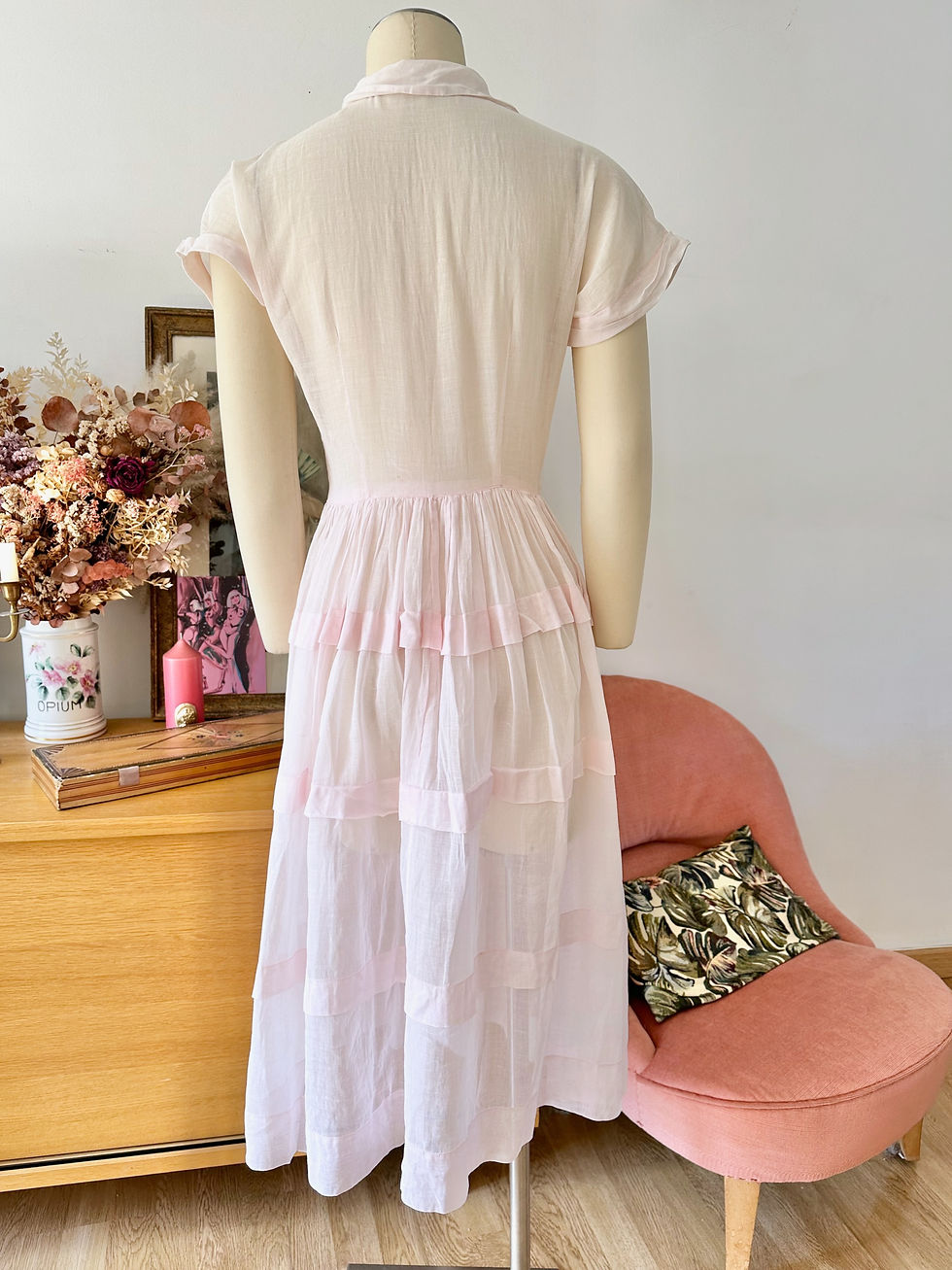 Thumbnail: Robe en organdi c.1950 - T.XS