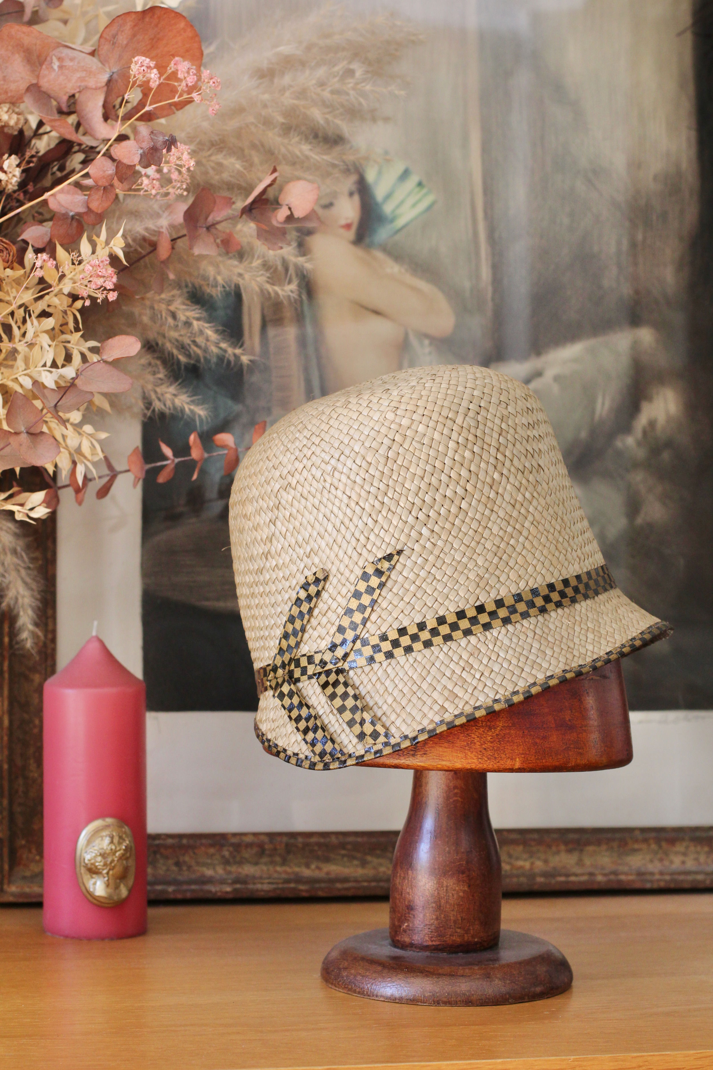 Chapeau cloche en paille c.1920 - T.53