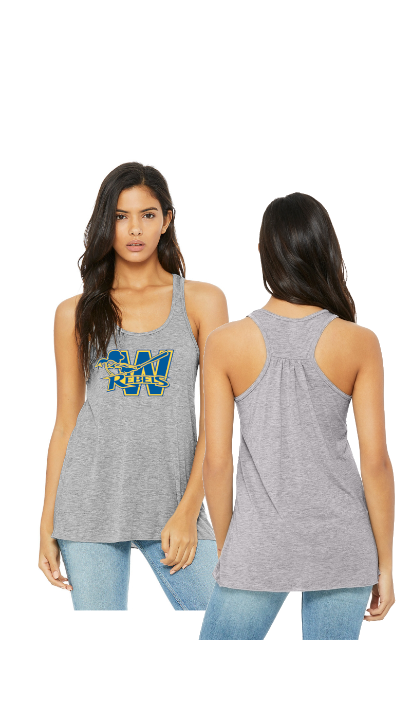 Thumbnail: Ladies Bella+Canvas Flowy Racerback Tank Big W Rebels Graphic