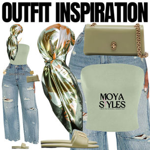Outfit Inspiration: Sage Green & Distressed Denim