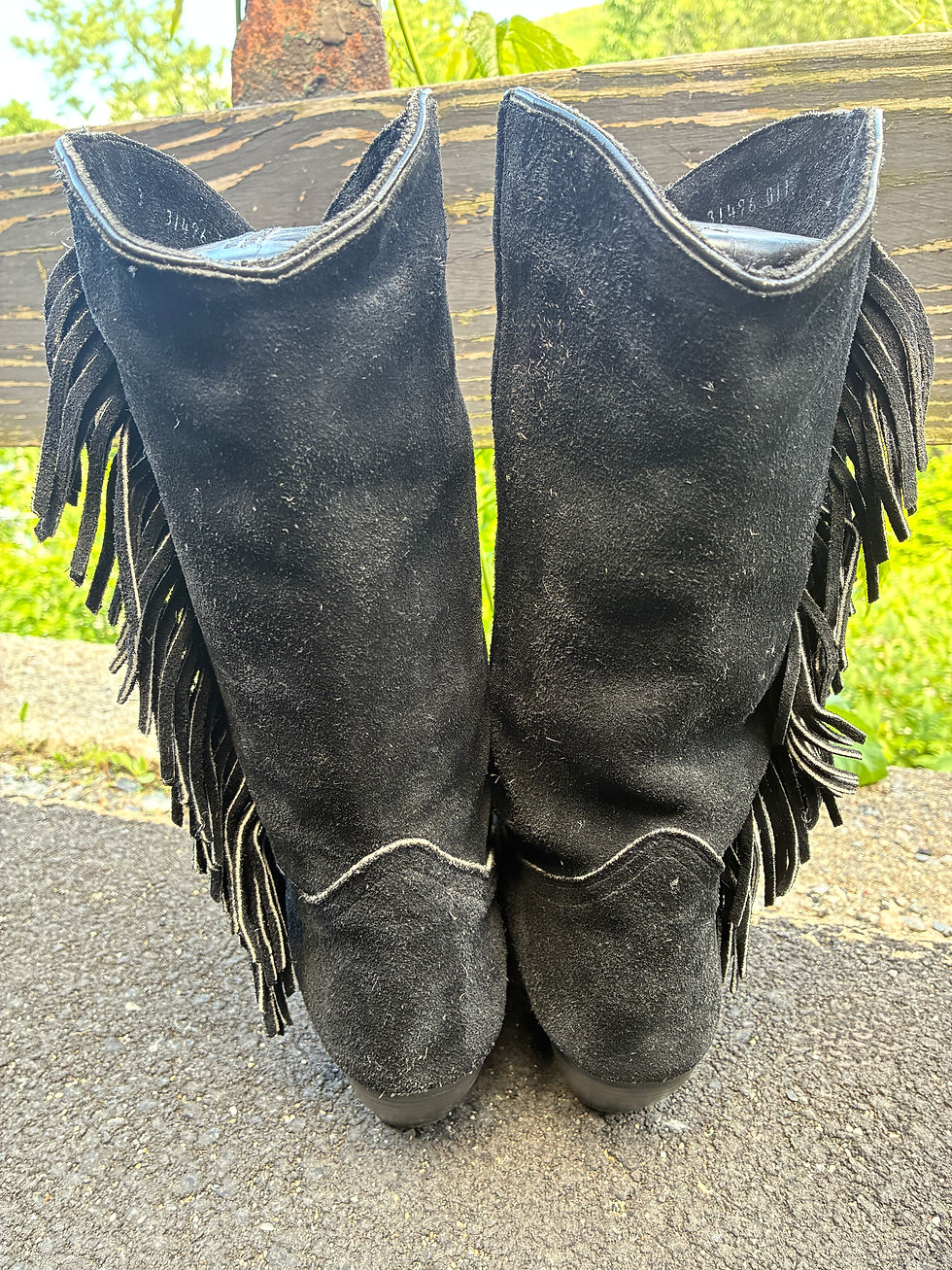 Thumbnail: Vintage '80s Suede Fringy Cowgirl Boots