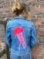 Hand Appliqued One-of-a-Kind Jellyfish Denim Jacket