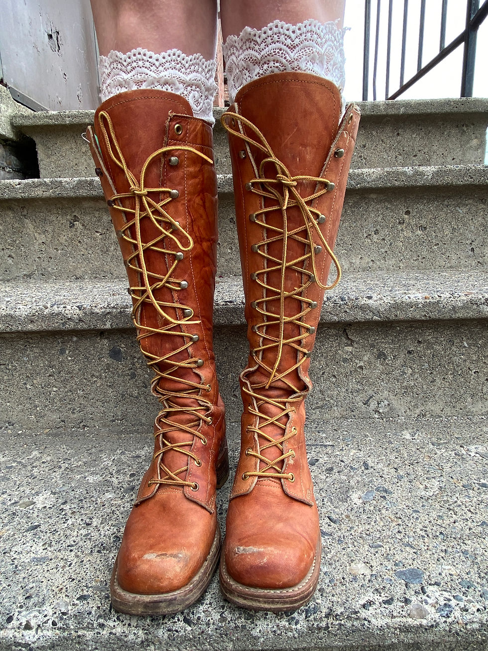 Thumbnail: Vintage Dingo Tall Leather Lace-Up Boots