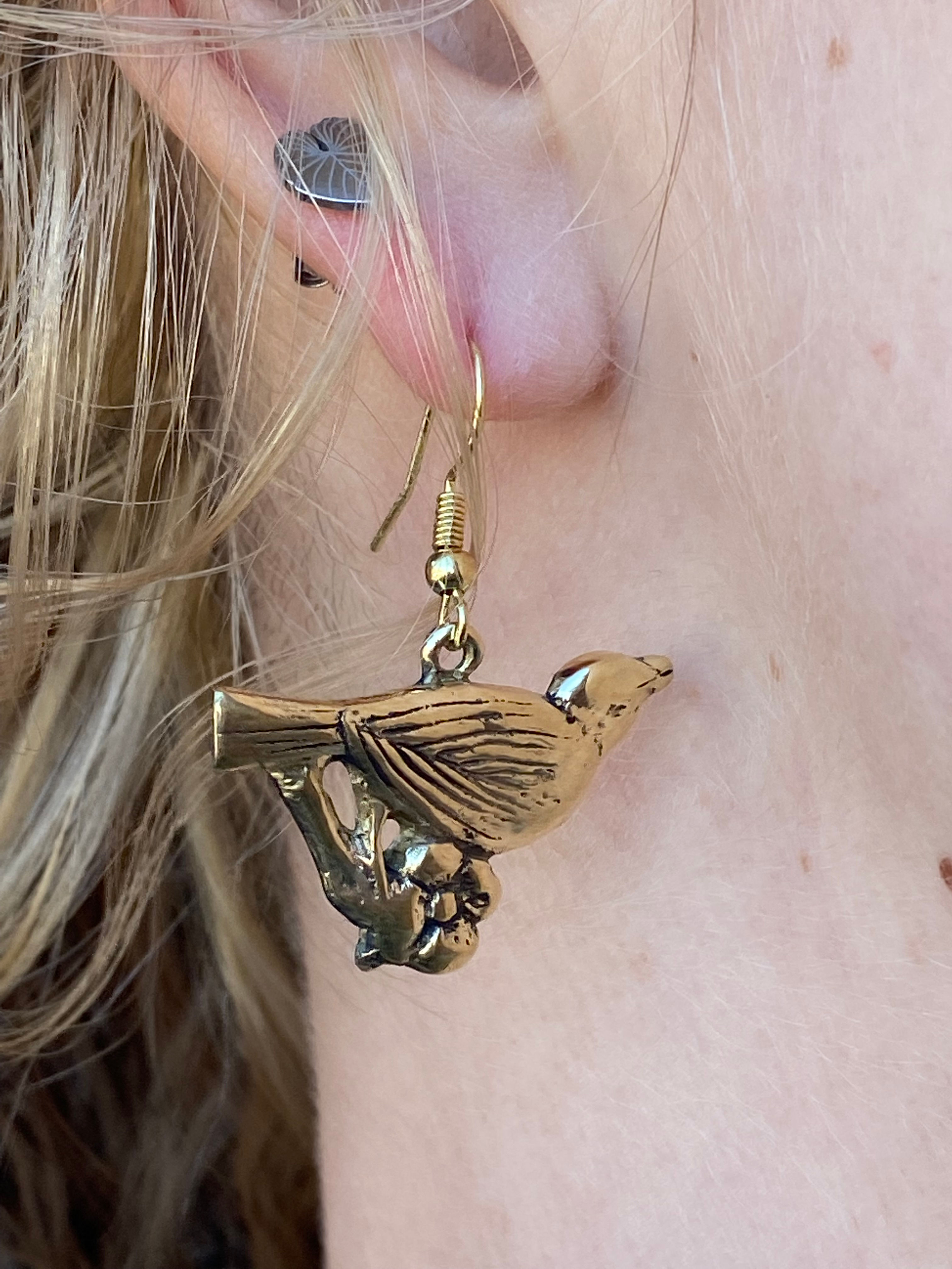 Spring Bird & Flower Earrings