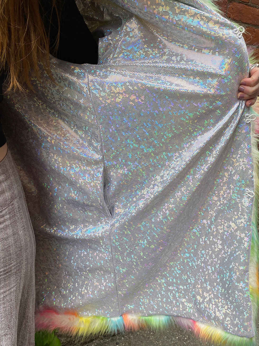 Thumbnail: Fabulous Reversible Rainbow Faux Fur/Holographic Jacket
