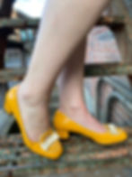 Thumbnail: Mustard/Cream Patent Leather Heels